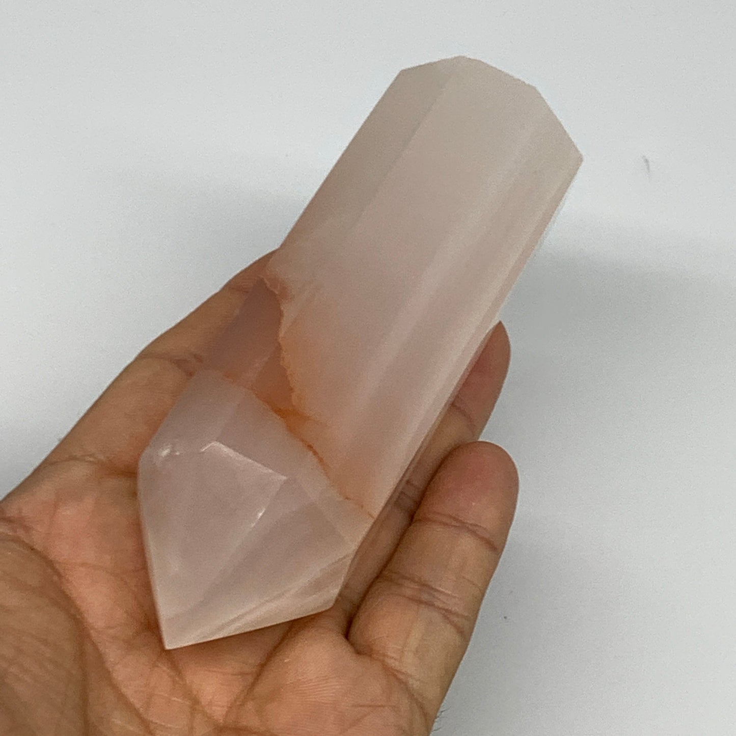 237g, 4.3"x1.3"  Pink Calcite Point Tower Obelisk Crystal, B23262