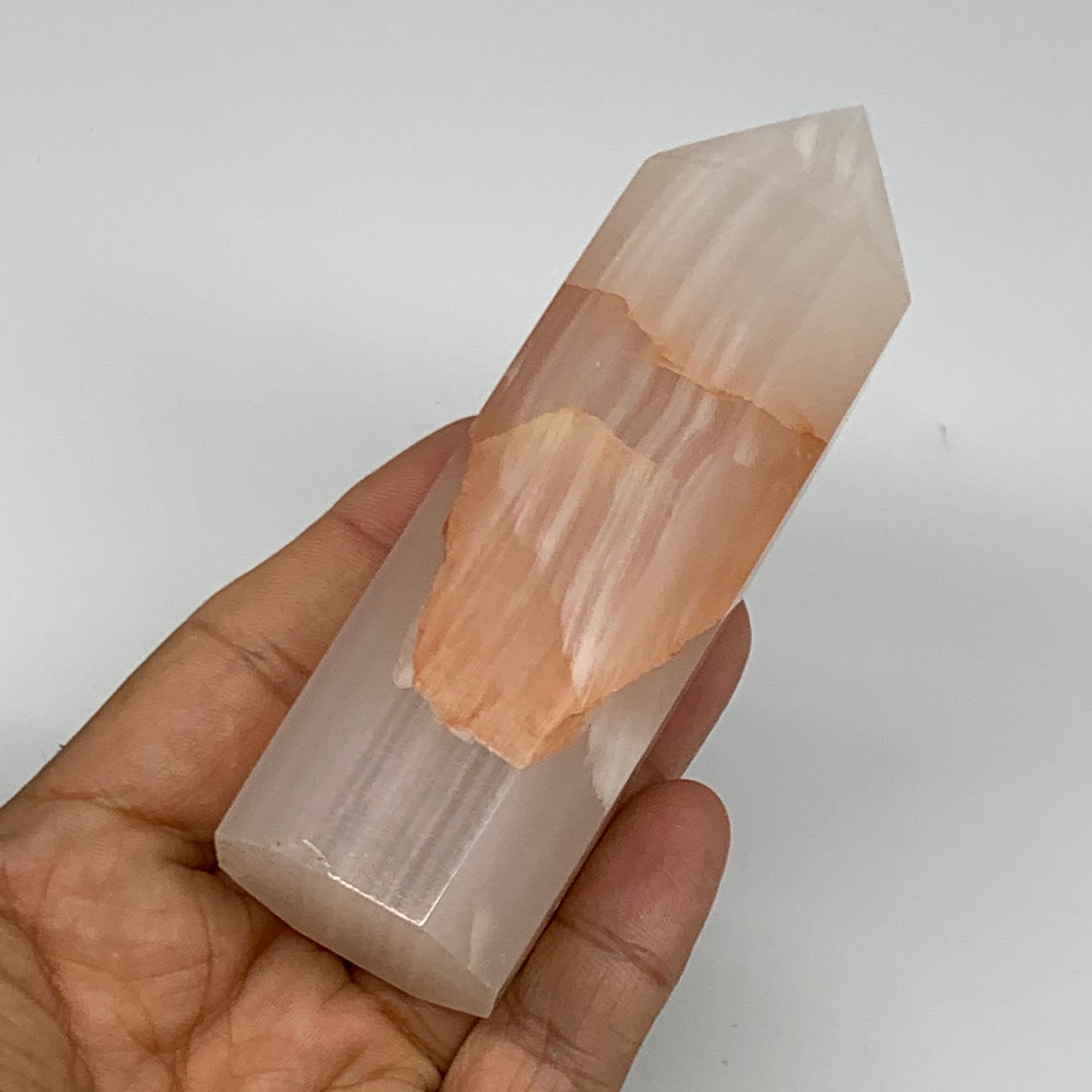 237g, 4.3"x1.3"  Pink Calcite Point Tower Obelisk Crystal, B23262