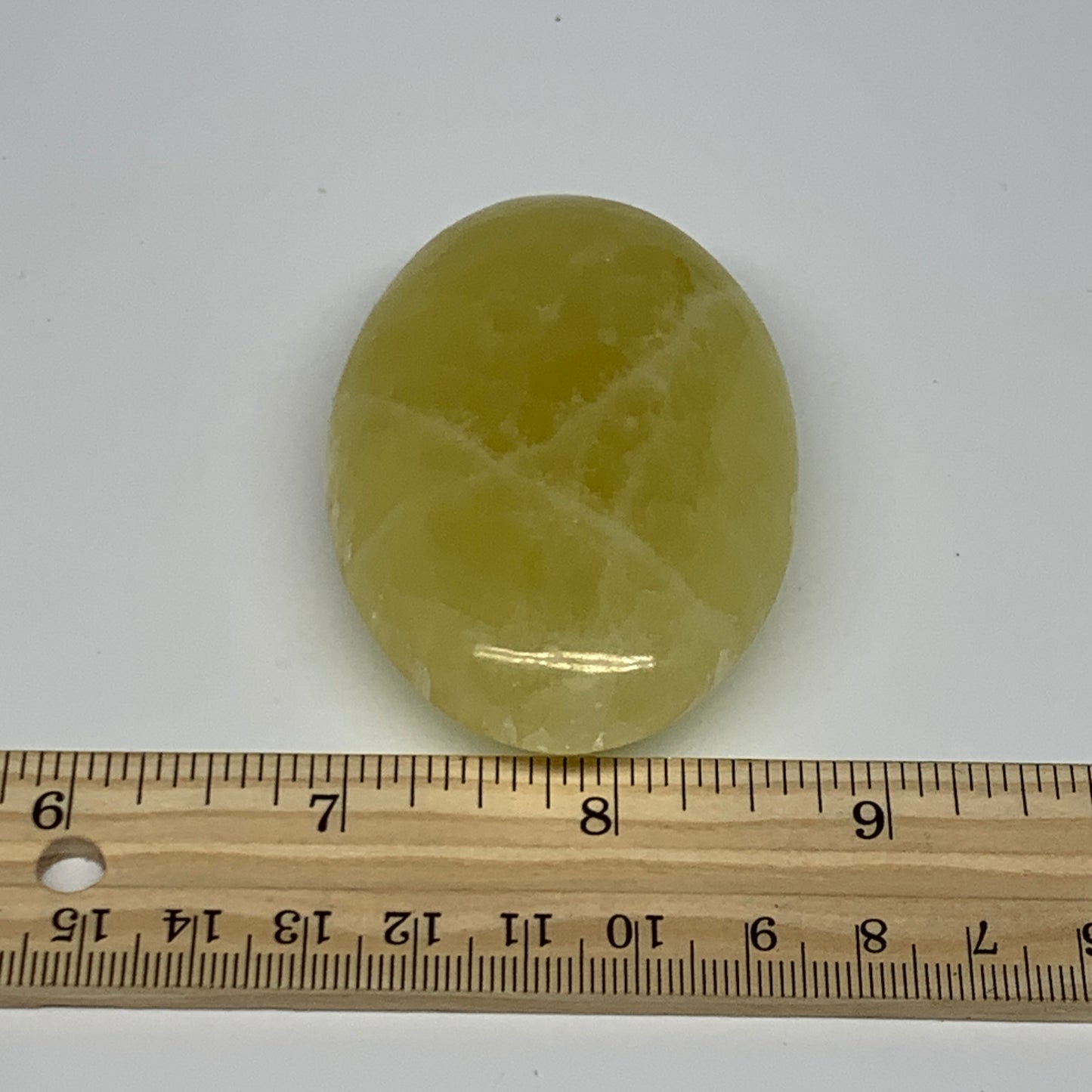 116.8g, 2.8"x1.9"x0.9", Lemon Calcite Palm-Stone Crystal Polished @Pakistan,B259