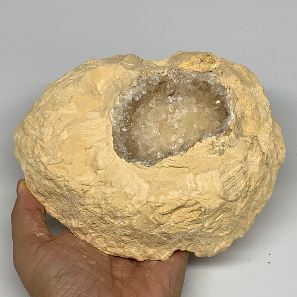 2.88 lbs, 7"x6"x2.4", Natural Calcite Geode Mineral Specimens @Morocco, B11192