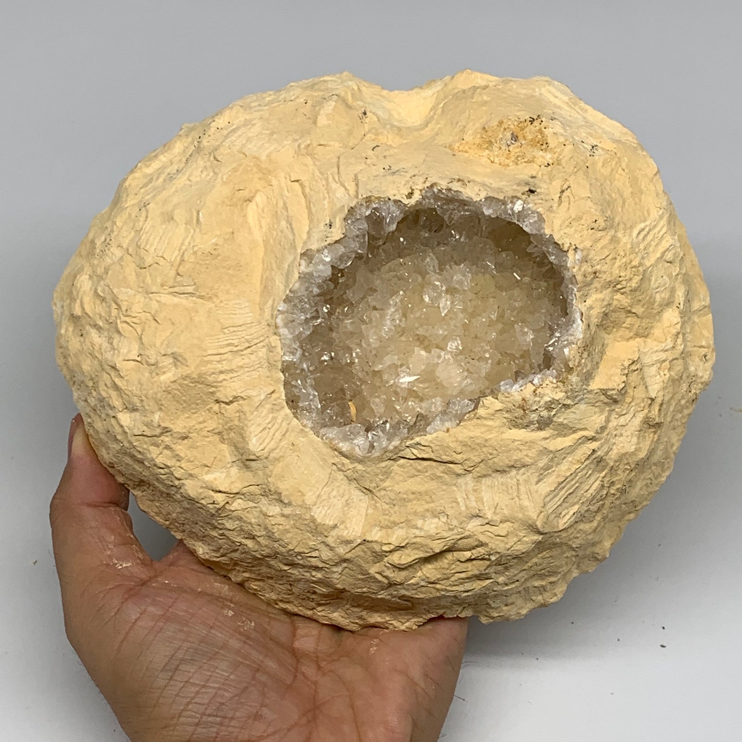 2.88 lbs, 7"x6"x2.4", Natural Calcite Geode Mineral Specimens @Morocco, B11192