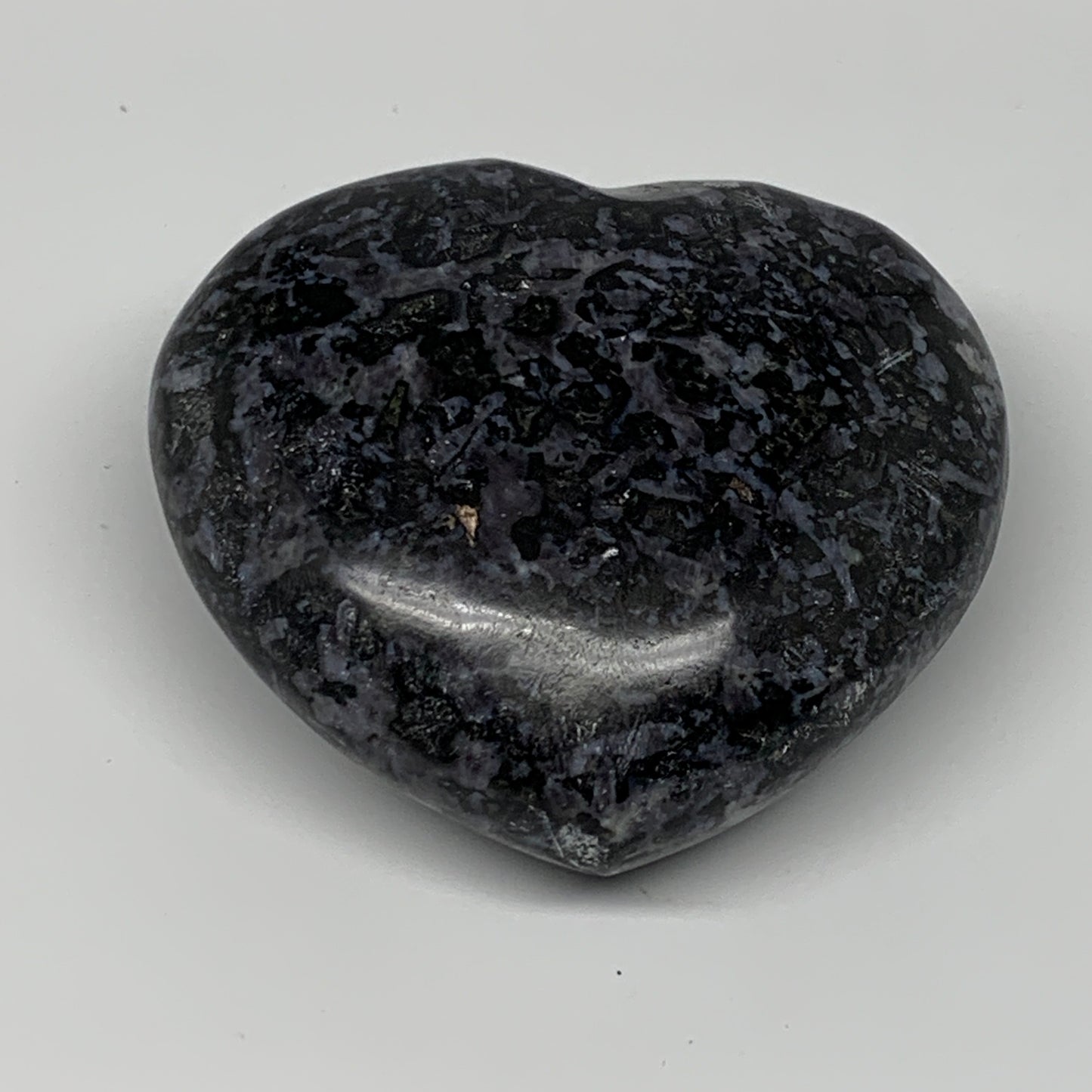 348.8g,3"x3.3"x1.4" Indigo Gabro Merlinite Heart Gemstone @Madagascar, B17648