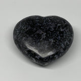 348.8g,3"x3.3"x1.4" Indigo Gabro Merlinite Heart Gemstone @Madagascar, B17648