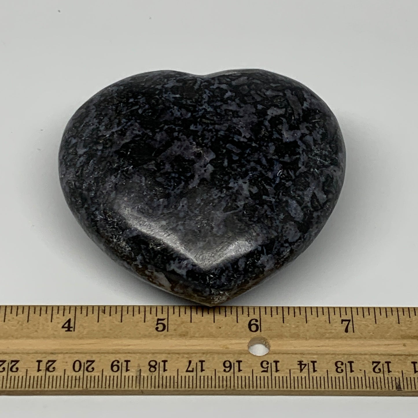 348.8g,3"x3.3"x1.4" Indigo Gabro Merlinite Heart Gemstone @Madagascar, B17648