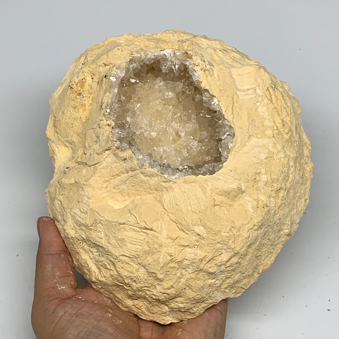 2.88 lbs, 7"x6"x2.4", Natural Calcite Geode Mineral Specimens @Morocco, B11192