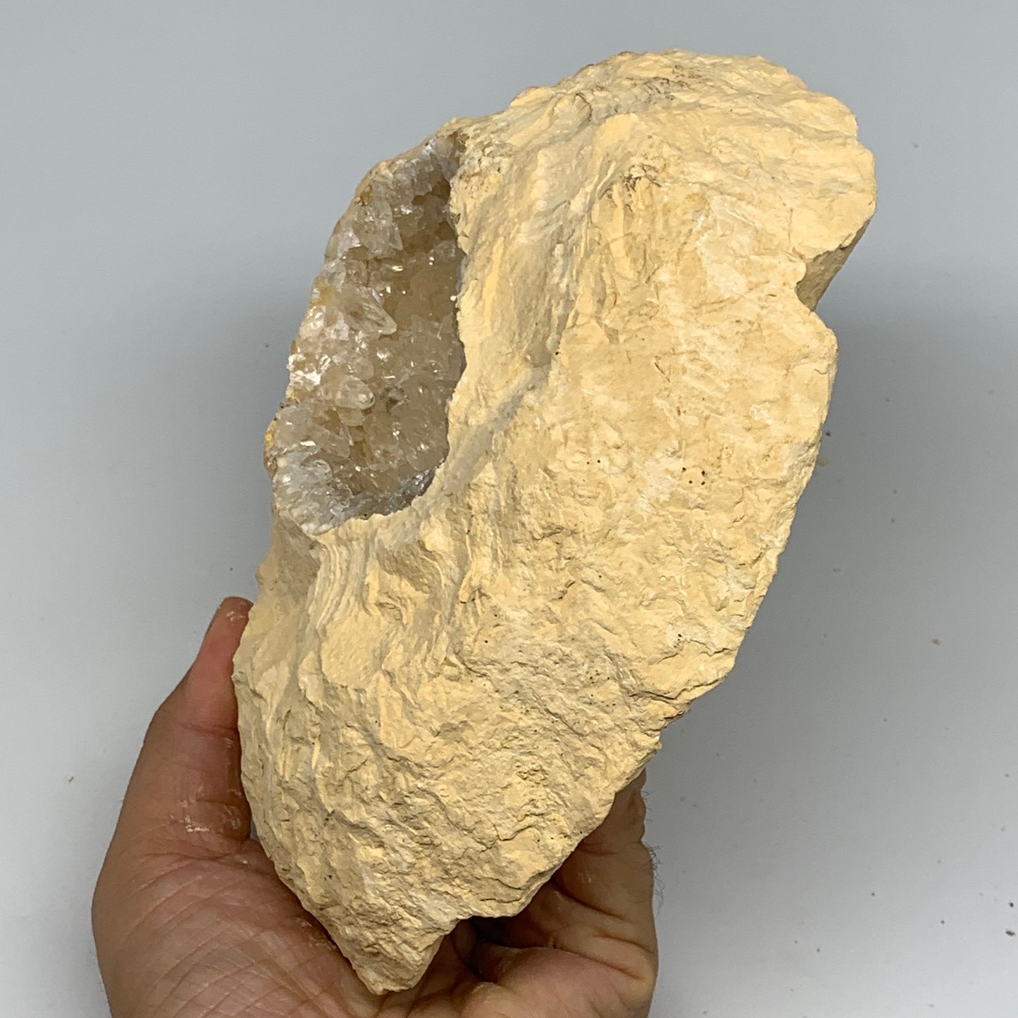 2.88 lbs, 7"x6"x2.4", Natural Calcite Geode Mineral Specimens @Morocco, B11192