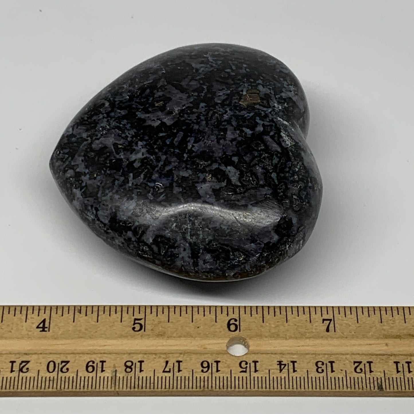 348.8g,3"x3.3"x1.4" Indigo Gabro Merlinite Heart Gemstone @Madagascar, B17648