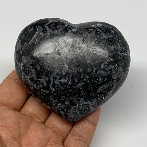 280.8g,2.7"x3"x1.3" Indigo Gabro Merlinite Heart Gemstone @Madagascar, B17649