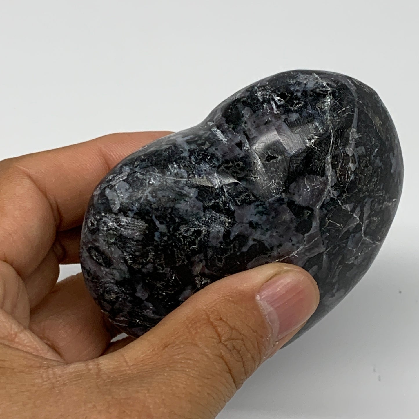 280.8g,2.7"x3"x1.3" Indigo Gabro Merlinite Heart Gemstone @Madagascar, B17649