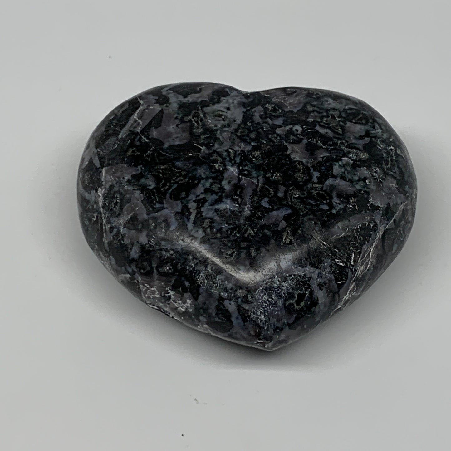 280.8g,2.7"x3"x1.3" Indigo Gabro Merlinite Heart Gemstone @Madagascar, B17649