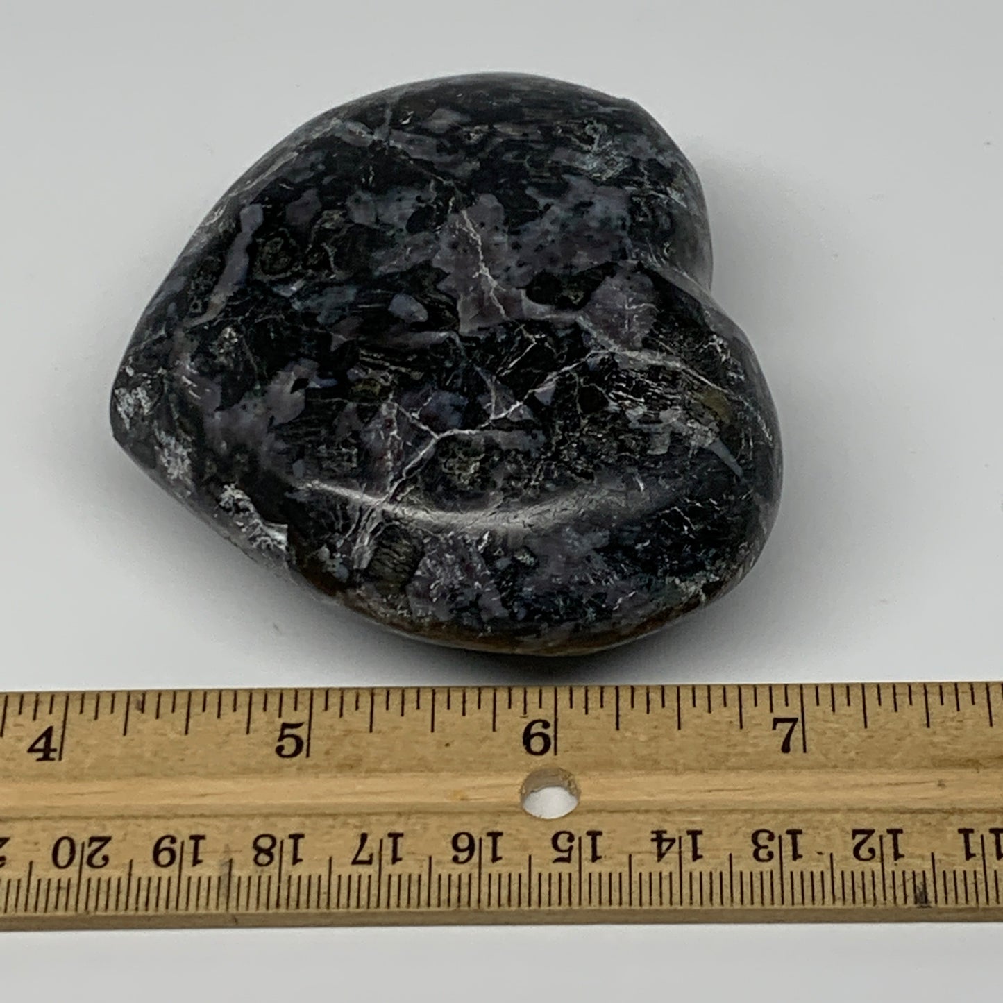 280.8g,2.7"x3"x1.3" Indigo Gabro Merlinite Heart Gemstone @Madagascar, B17649