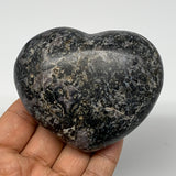 334.7g,2.7"x3.3"x1.5" Indigo Gabro Merlinite Heart Gemstone @Madagascar, B17650