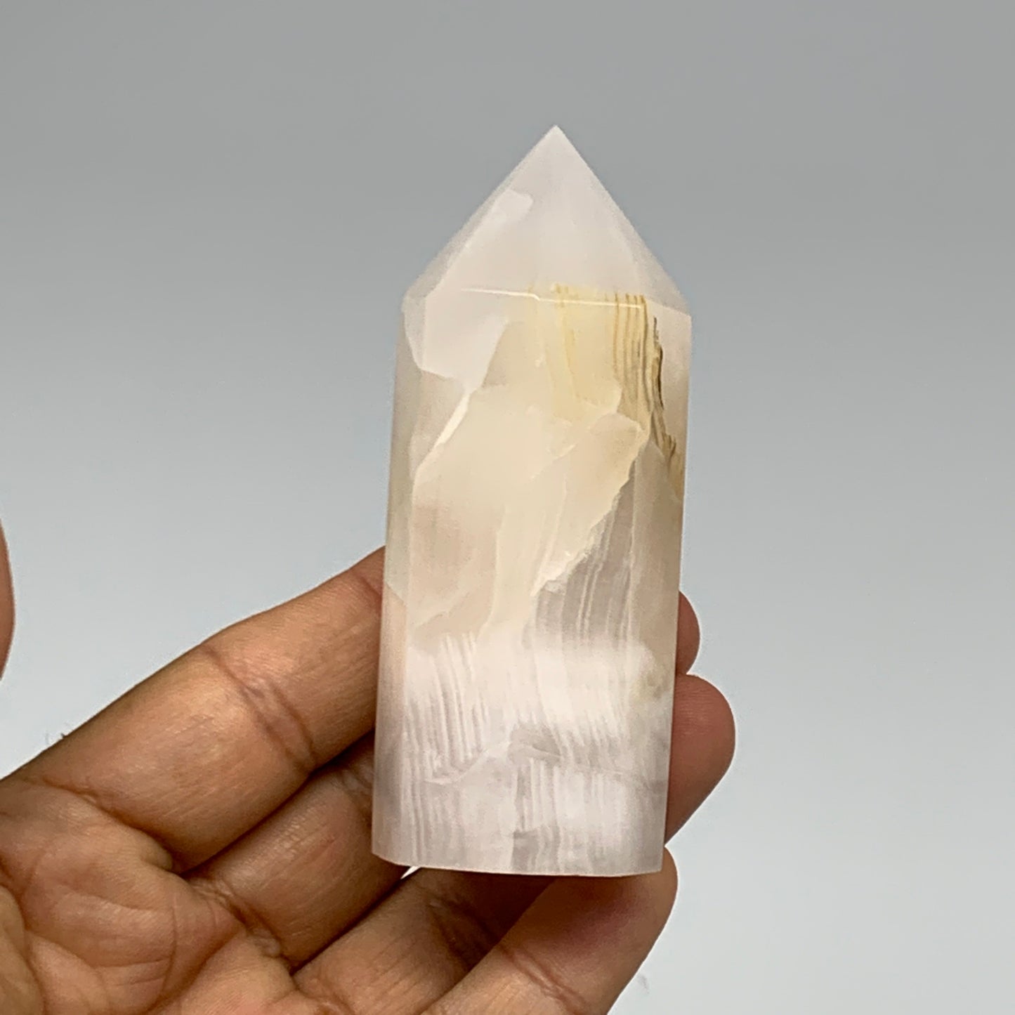 149g, 3.3"x1.2"  Pink Calcite Point Tower Obelisk Crystal, B23265