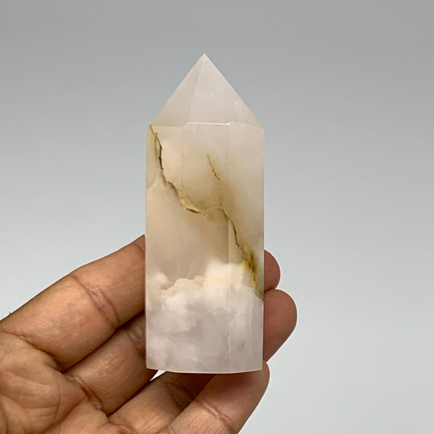 149g, 3.3"x1.2"  Pink Calcite Point Tower Obelisk Crystal, B23265