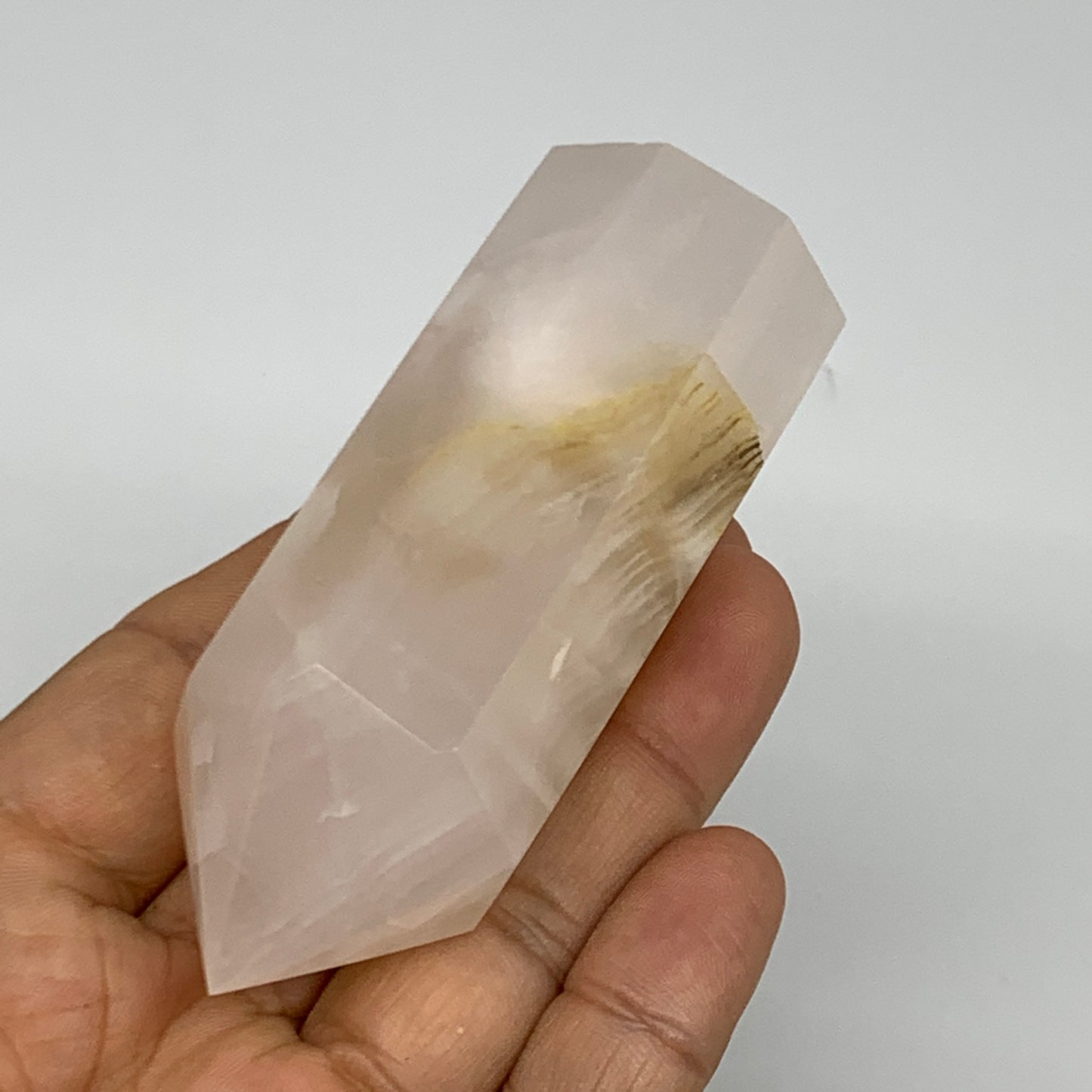 149g, 3.3"x1.2"  Pink Calcite Point Tower Obelisk Crystal, B23265