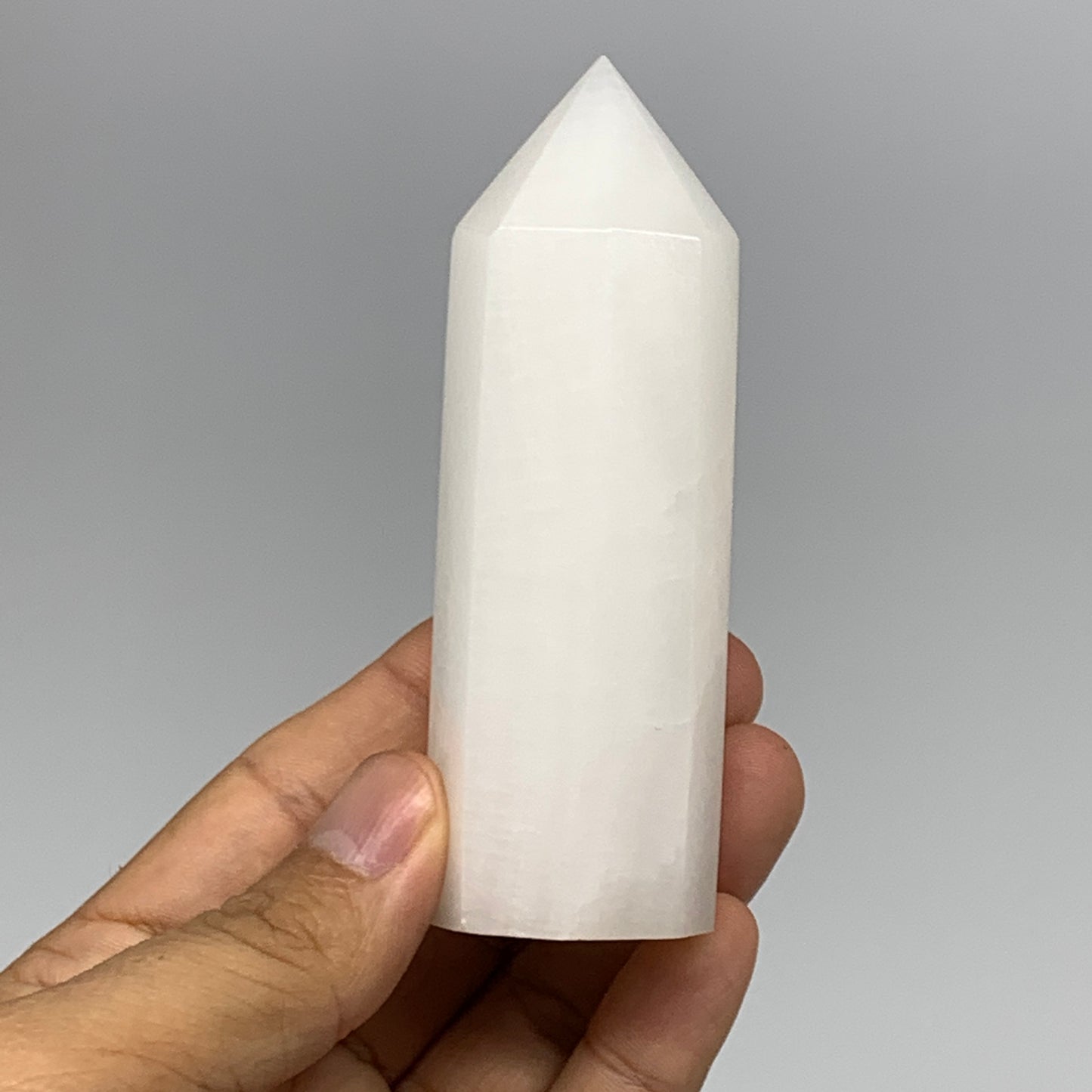 163.8g, 3.8"x1.2"  Pink Calcite Point Tower Obelisk Crystal, B23266