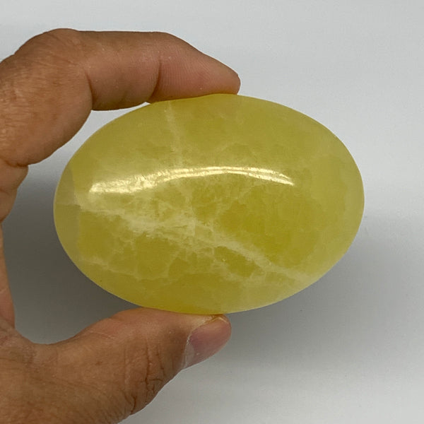 128g, 2.8"x1.9"x1", Lemon Calcite Palm-Stone Crystal Polished @Pakistan,B25600