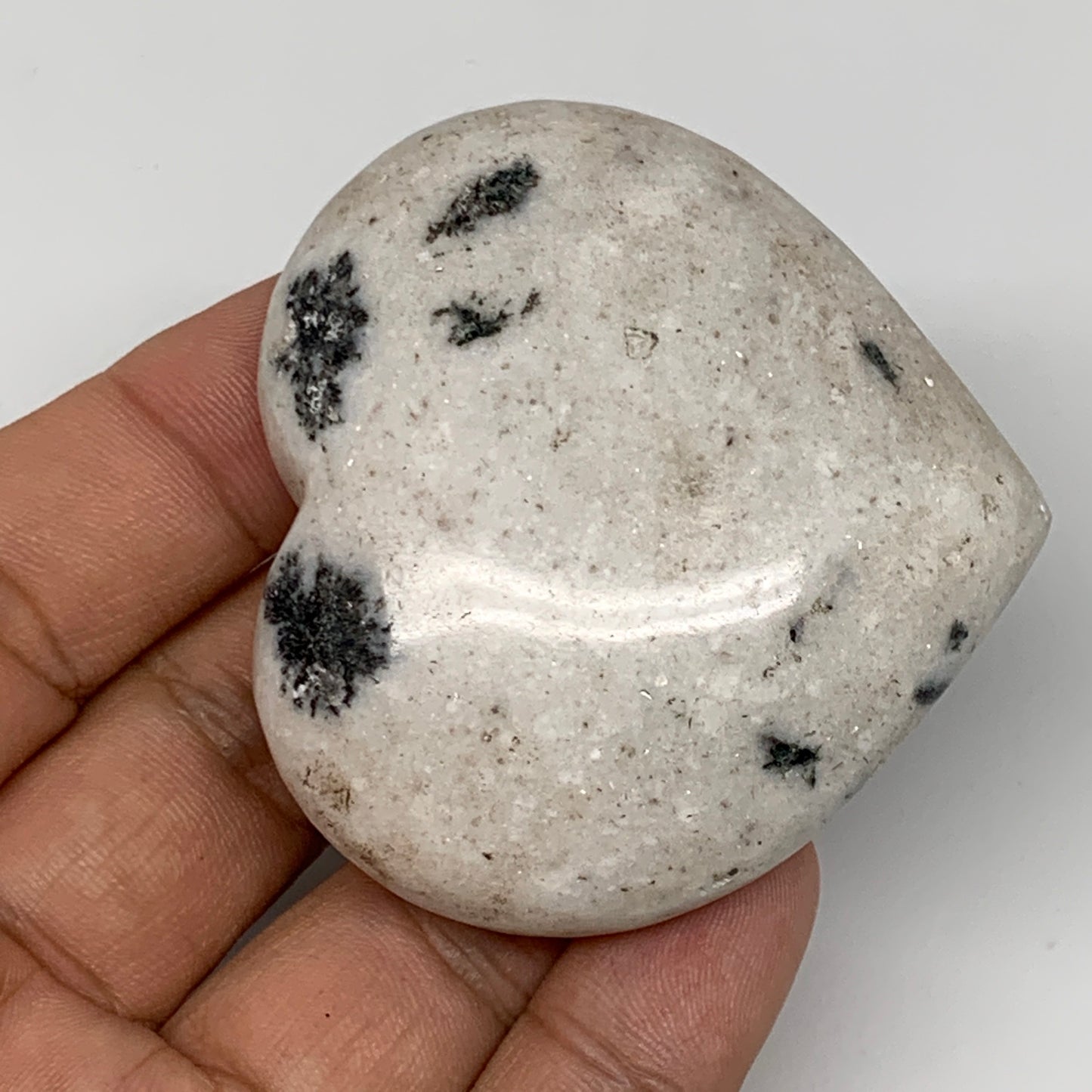 78.6g, 2.1"x2.2"x0.8" Natural Black K2 Heart Polished Healing Crystal, B10352