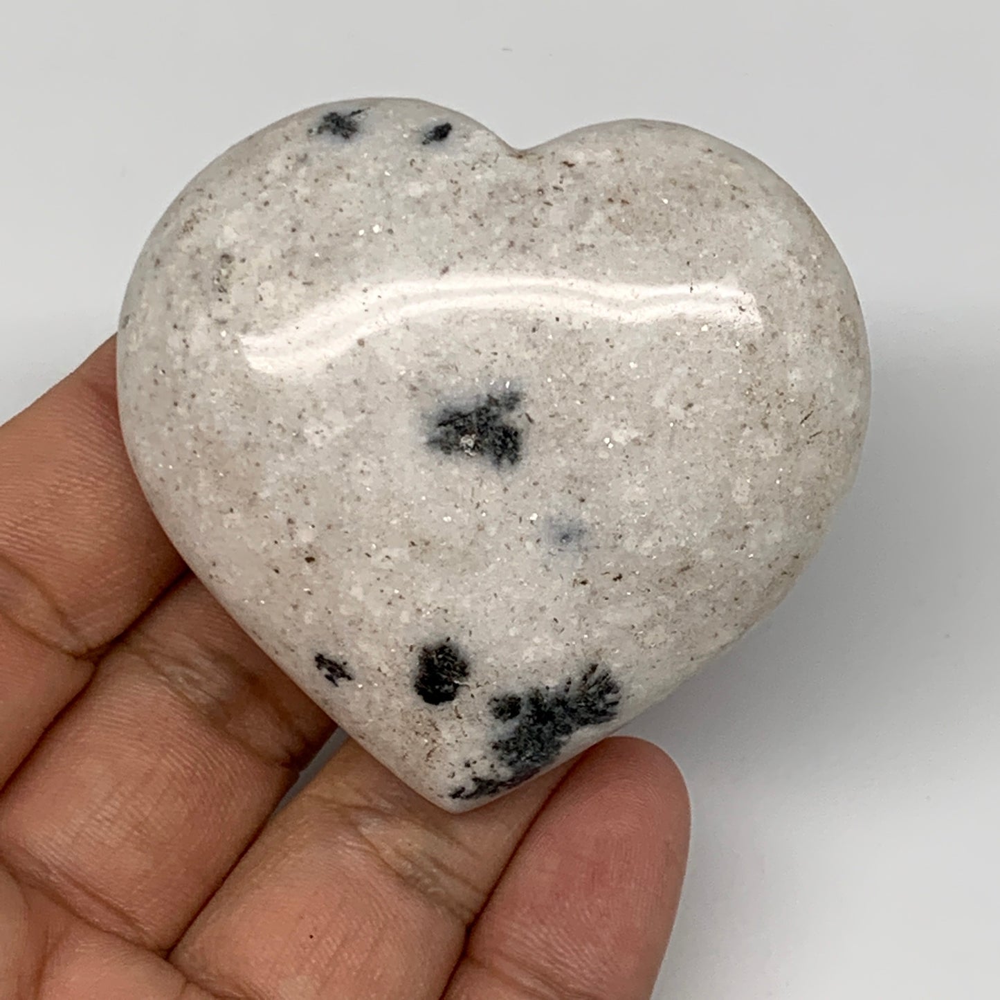 78.6g, 2.1"x2.2"x0.8" Natural Black K2 Heart Polished Healing Crystal, B10352