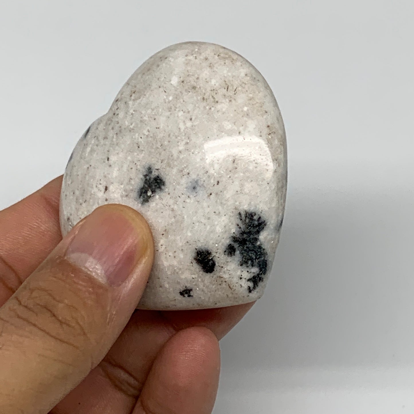 78.6g, 2.1"x2.2"x0.8" Natural Black K2 Heart Polished Healing Crystal, B10352