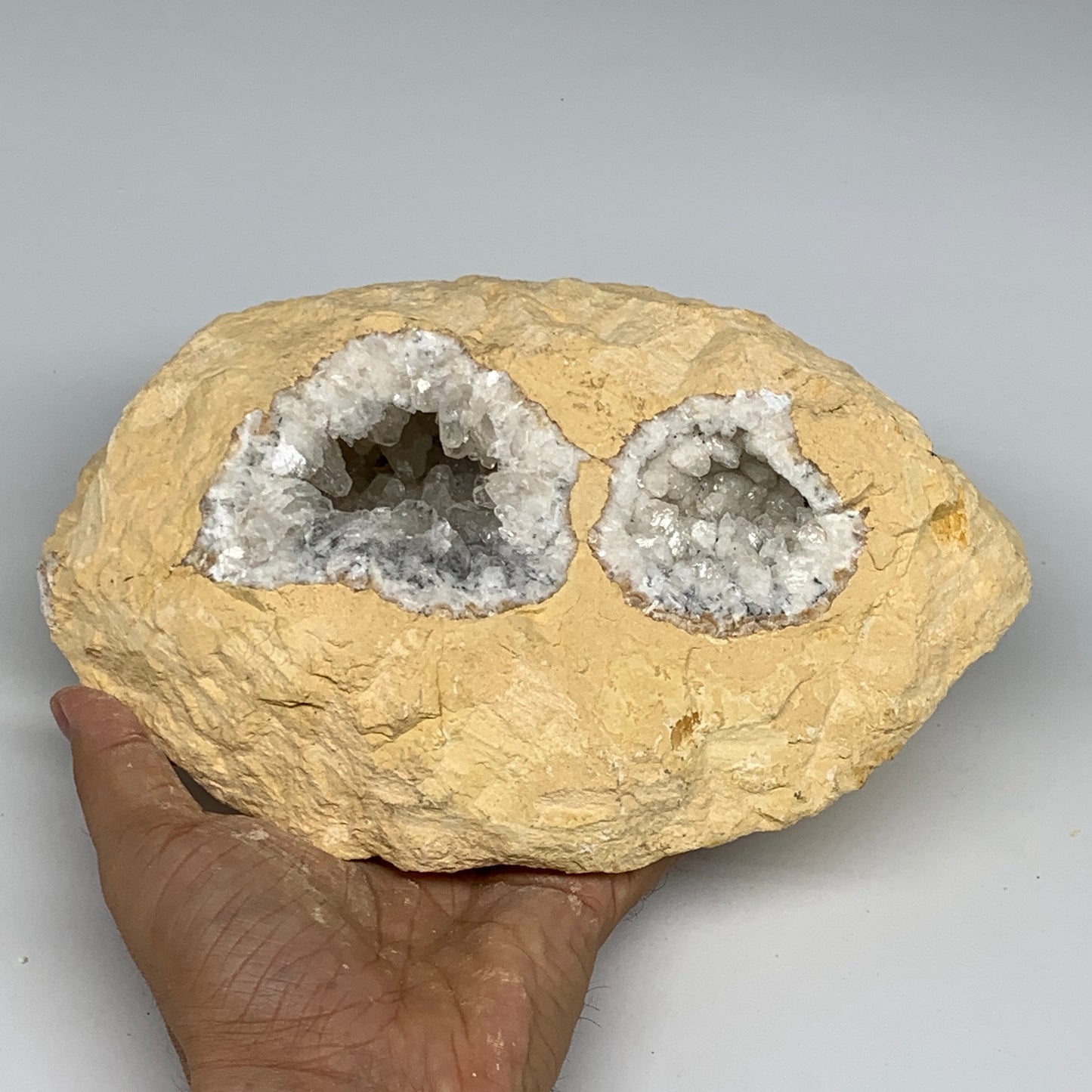 5.56 lbs, 8.5"x5.8"x3.2", Natural Calcite Geode Mineral Specimens @Morocco, B111