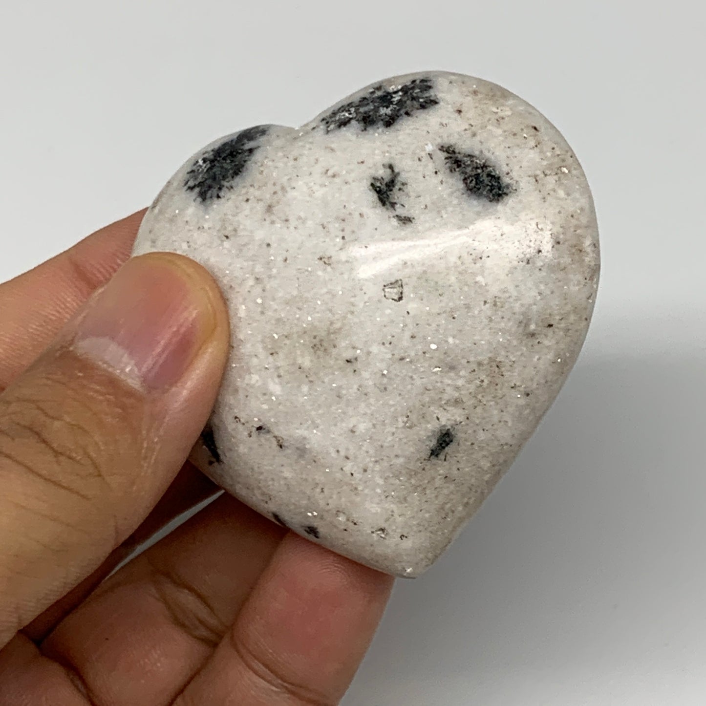 78.6g, 2.1"x2.2"x0.8" Natural Black K2 Heart Polished Healing Crystal, B10352