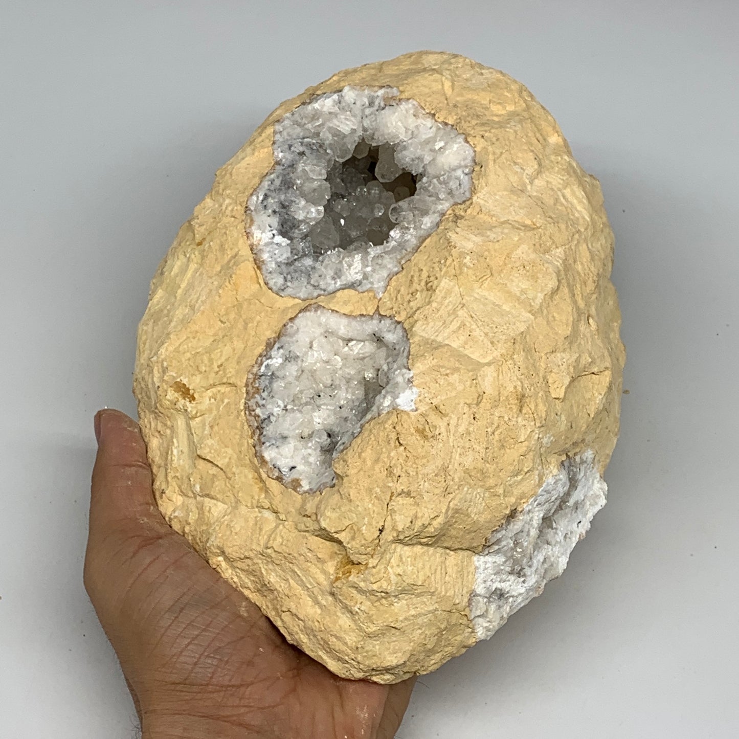 5.56 lbs, 8.5"x5.8"x3.2", Natural Calcite Geode Mineral Specimens @Morocco, B111