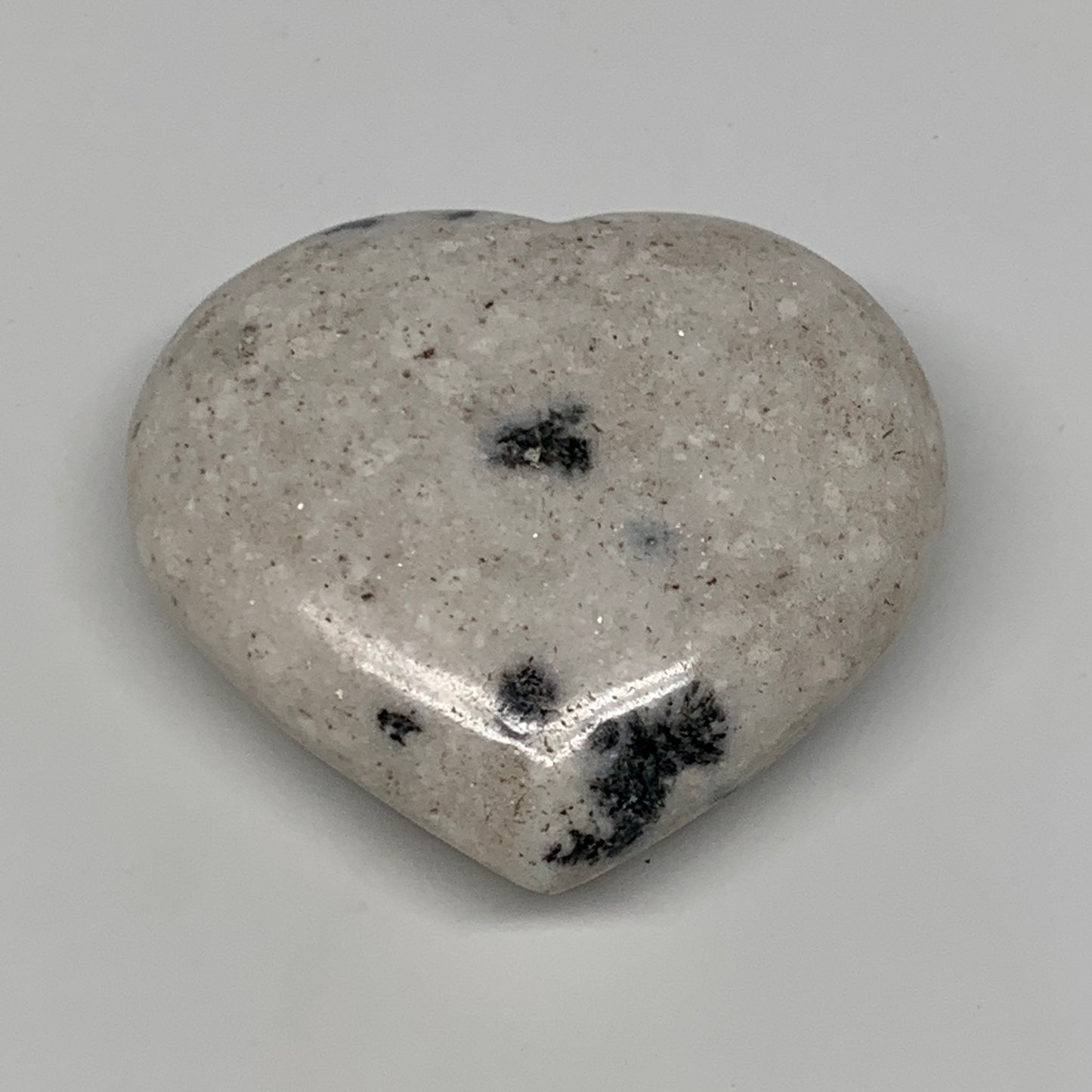 78.6g, 2.1"x2.2"x0.8" Natural Black K2 Heart Polished Healing Crystal, B10352