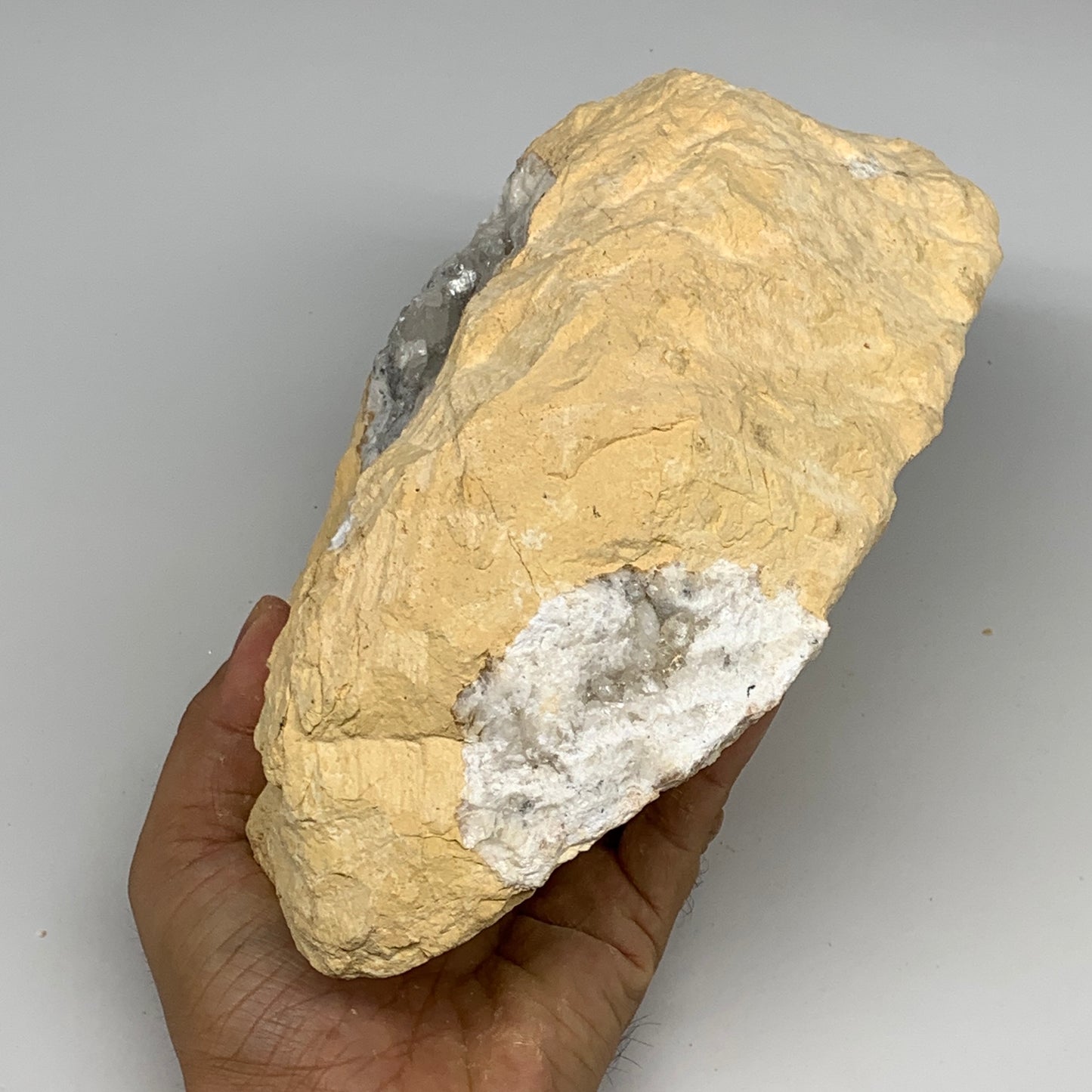 5.56 lbs, 8.5"x5.8"x3.2", Natural Calcite Geode Mineral Specimens @Morocco, B111