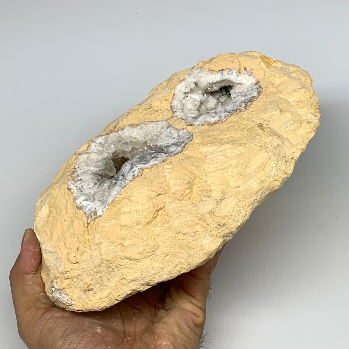 5.56 lbs, 8.5"x5.8"x3.2", Natural Calcite Geode Mineral Specimens @Morocco, B111