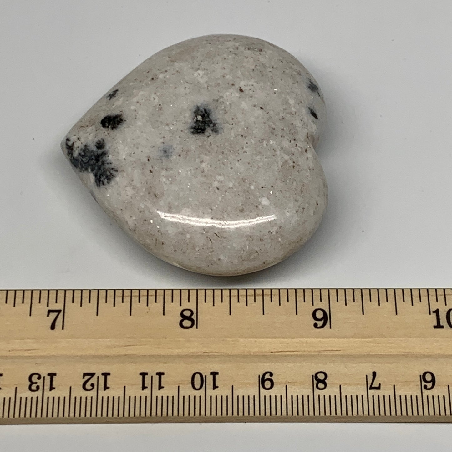 78.6g, 2.1"x2.2"x0.8" Natural Black K2 Heart Polished Healing Crystal, B10352