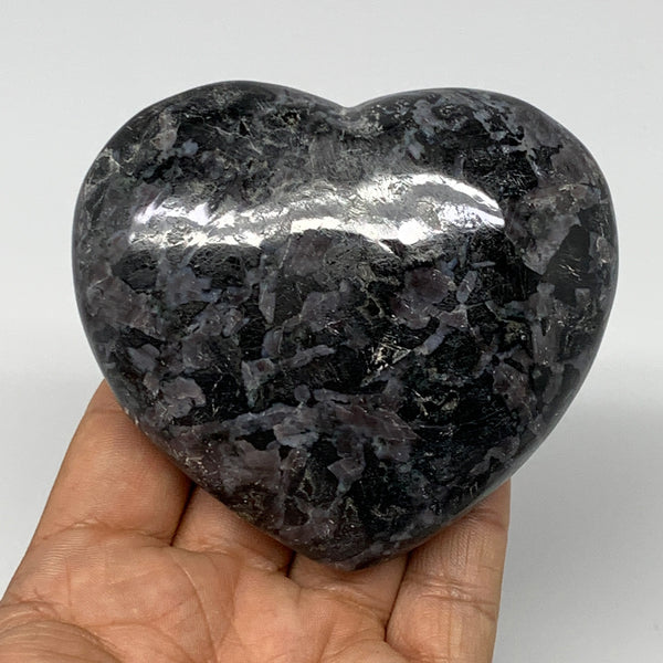 354.1g,3"x3.4"x1.4" Indigo Gabro Merlinite Heart Gemstone @Madagascar, B17653