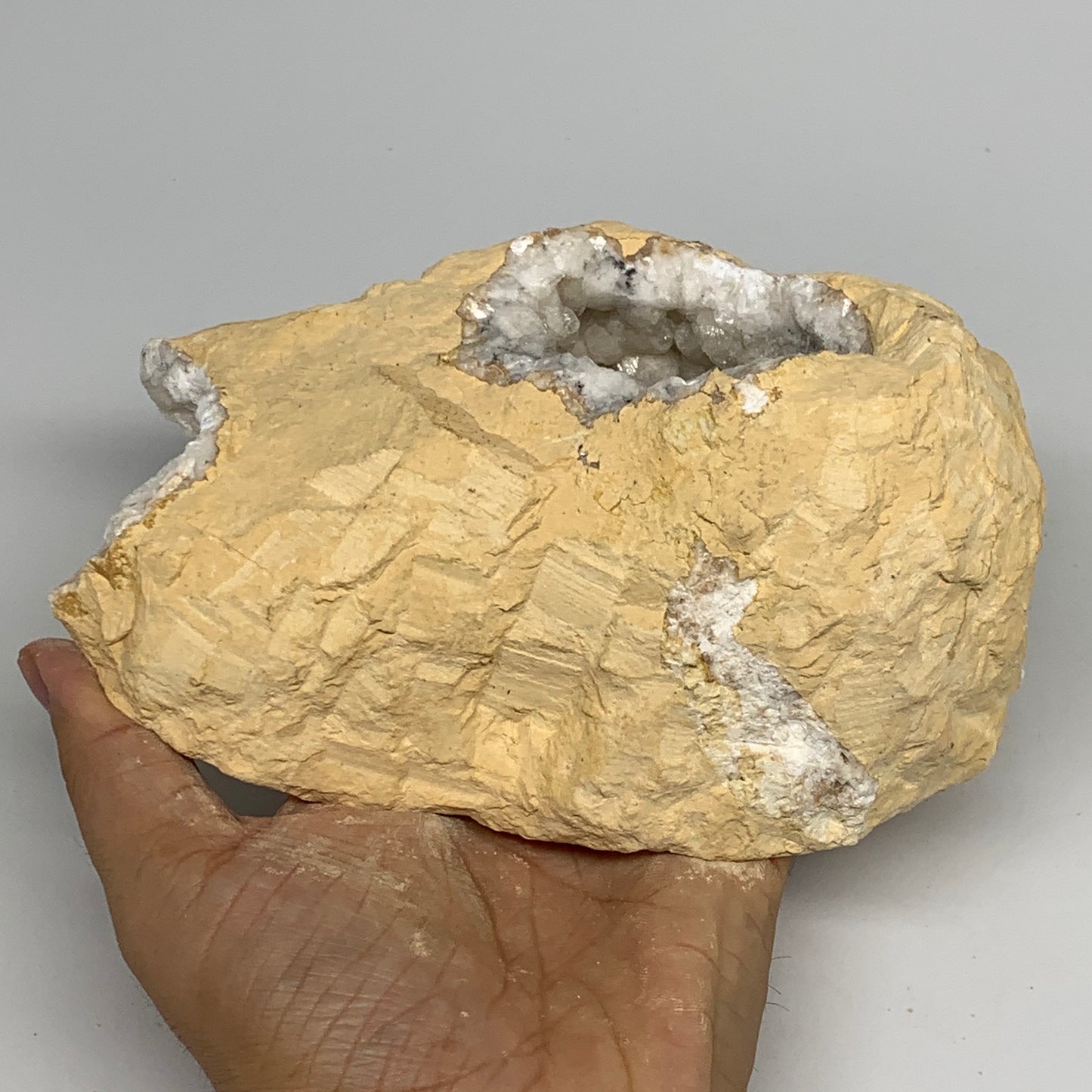 2.96 lbs, 6.5"x4.9"x3.1", Natural Calcite Geode Mineral Specimens @Morocco, B111