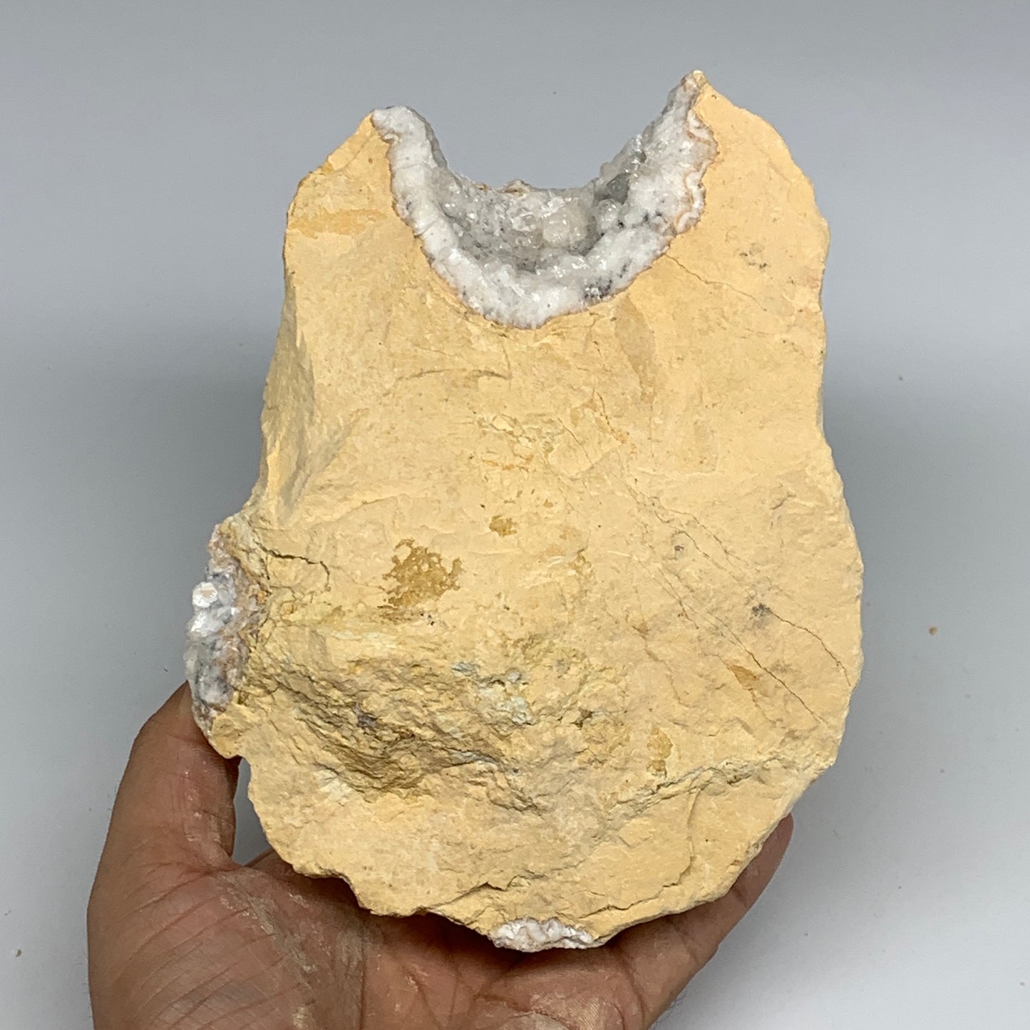 2.96 lbs, 6.5"x4.9"x3.1", Natural Calcite Geode Mineral Specimens @Morocco, B111
