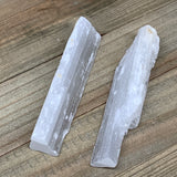 122.8g, 4"-4.1", 2pcs, Natural Rough Solid Selenite Crystal Blade Wand Stick, F3
