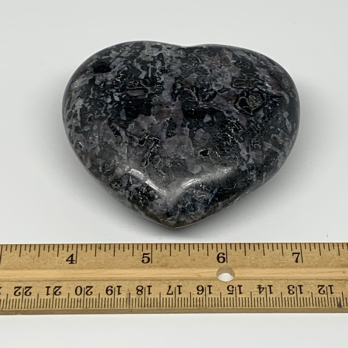 354.1g,3"x3.4"x1.4" Indigo Gabro Merlinite Heart Gemstone @Madagascar, B17653