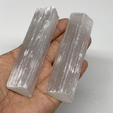 129.1g, 3.9"-4.1", 2pcs, Natural Rough Solid Selenite Crystal Blade Wand Stick,
