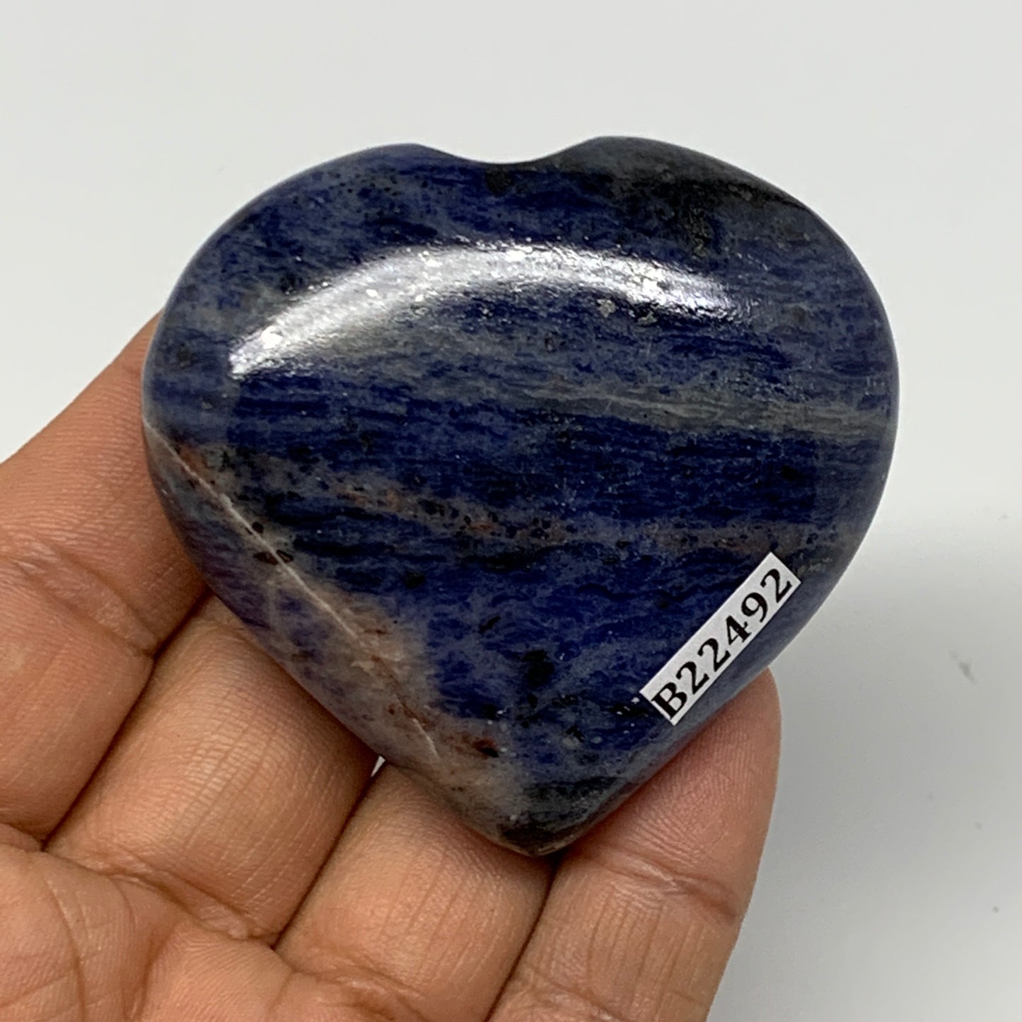 91g,2.1"x2.3"x0.8", Natural Sodalite Heart Crystal Gemstone @India, B22492