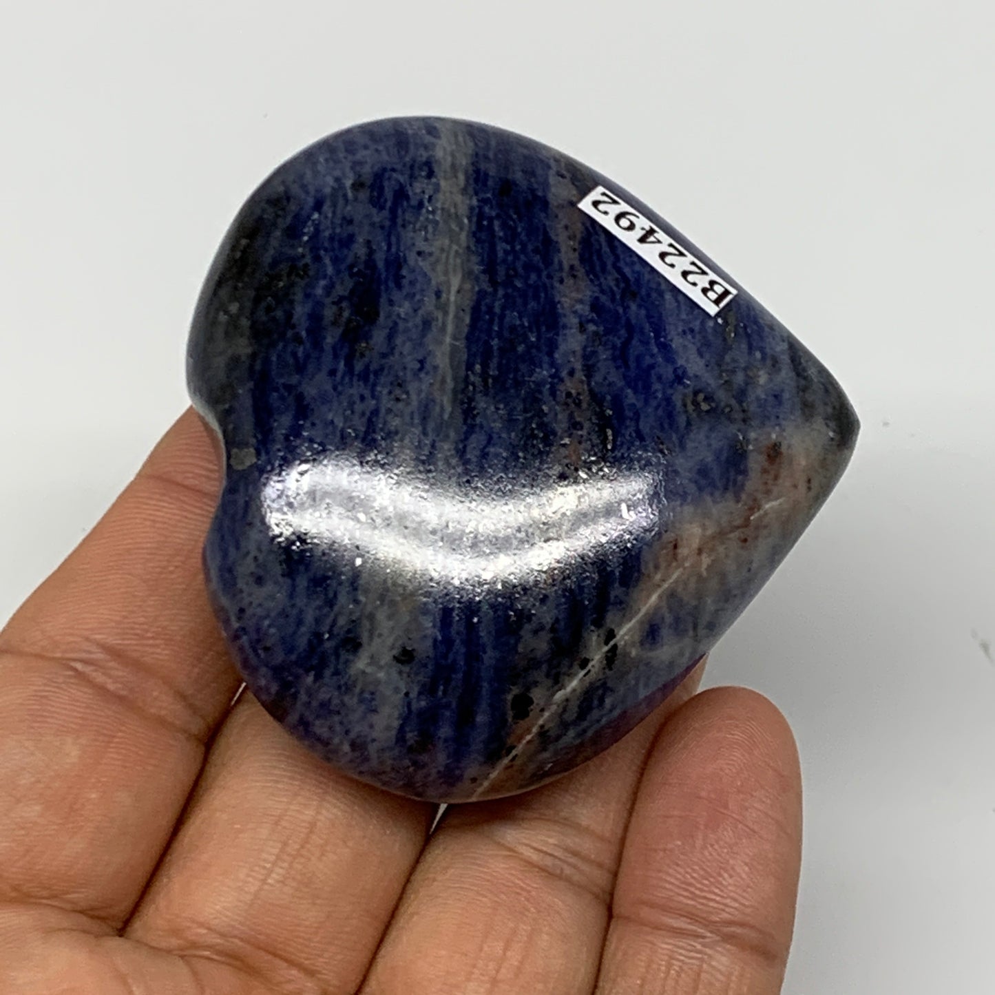 91g,2.1"x2.3"x0.8", Natural Sodalite Heart Crystal Gemstone @India, B22492