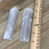 129.1g, 3.9"-4.1", 2pcs, Natural Rough Solid Selenite Crystal Blade Wand Stick,