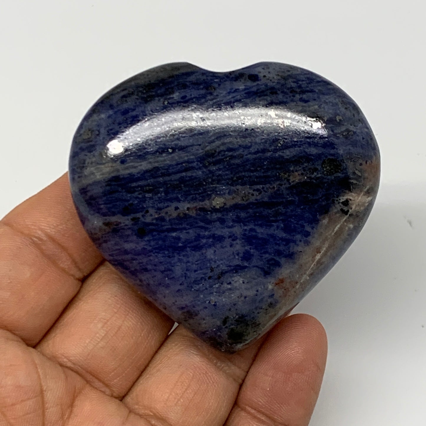 91g,2.1"x2.3"x0.8", Natural Sodalite Heart Crystal Gemstone @India, B22492