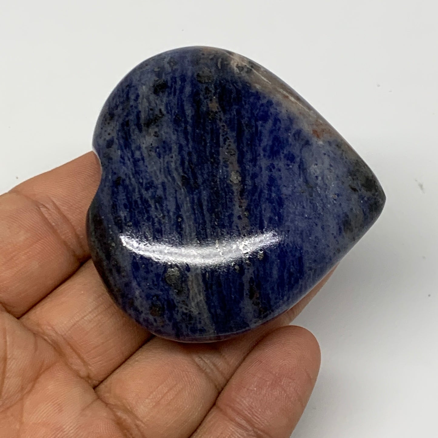 91g,2.1"x2.3"x0.8", Natural Sodalite Heart Crystal Gemstone @India, B22492