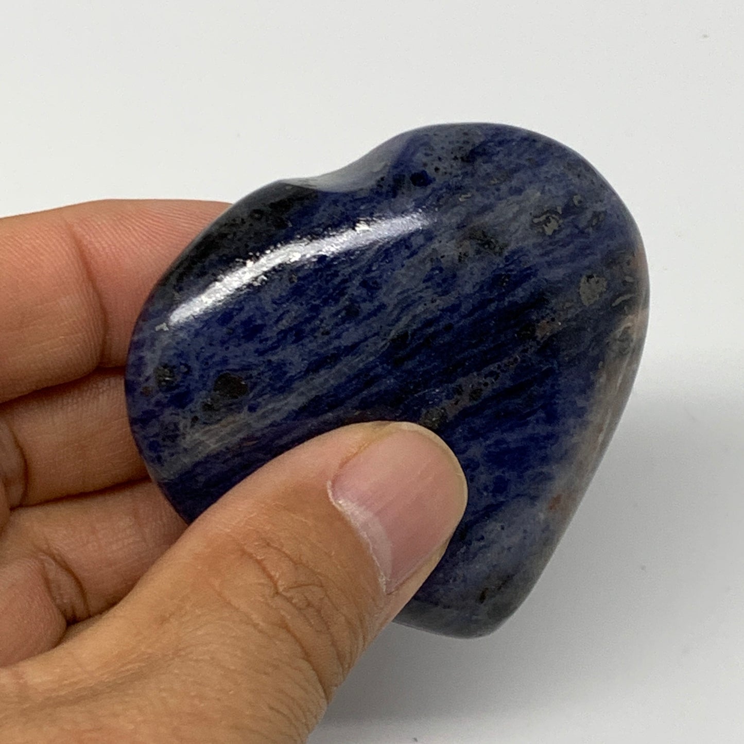 91g,2.1"x2.3"x0.8", Natural Sodalite Heart Crystal Gemstone @India, B22492