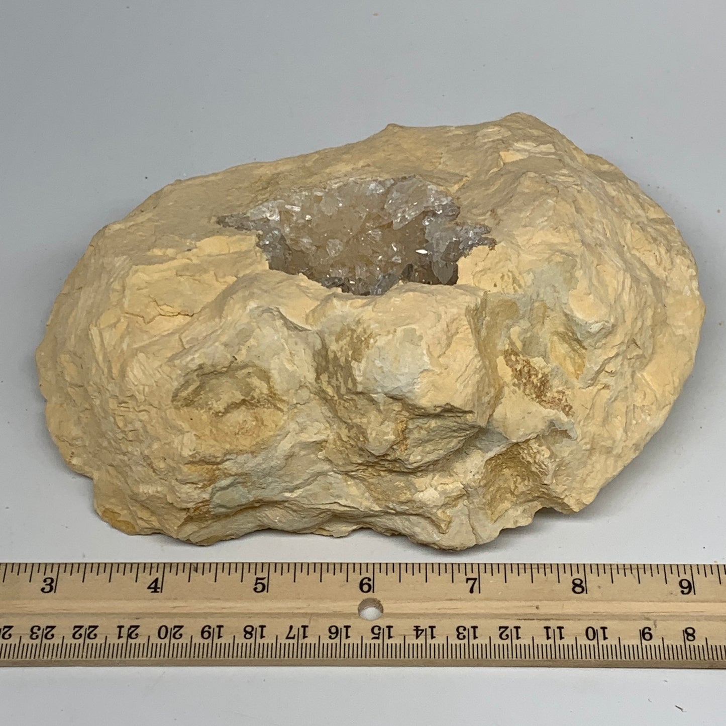 2.62 lbs, 6.75"x5.2"x2.6", Natural Calcite Geode Mineral Specimens @Morocco, B11