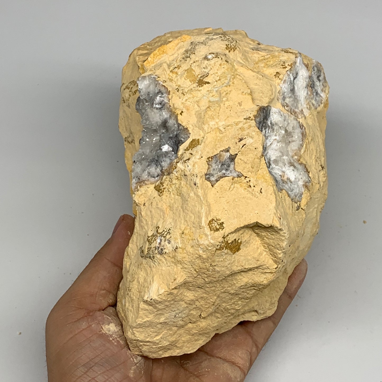 3.44 lbs, 6.6"x4.1"x3.7", Natural Calcite Geode Mineral Specimens @Morocco, B111