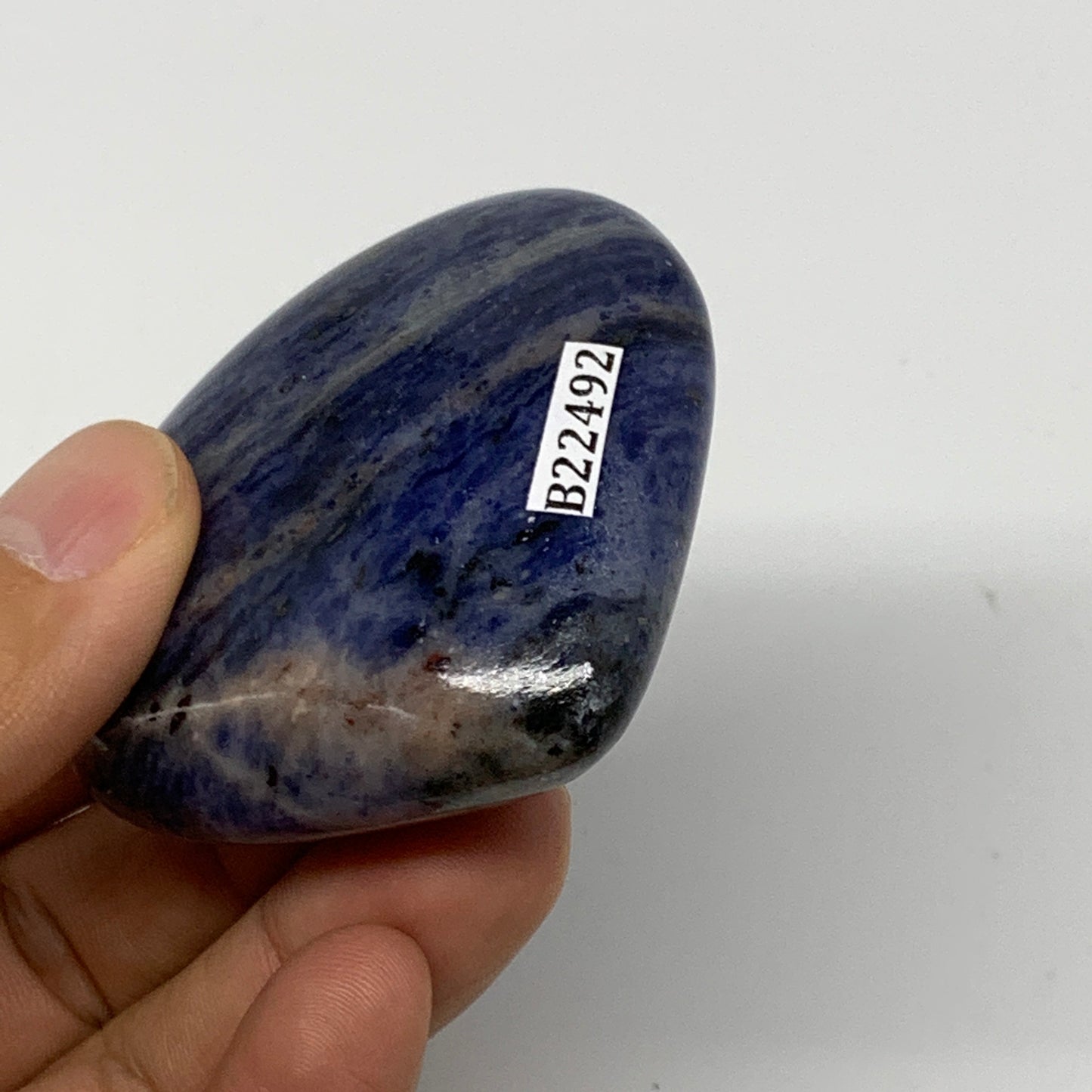 91g,2.1"x2.3"x0.8", Natural Sodalite Heart Crystal Gemstone @India, B22492