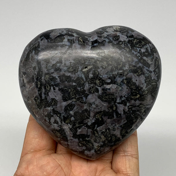 409.4g,3.3"x3.5"x1.5" Indigo Gabro Merlinite Heart Gemstone @Madagascar, B17655