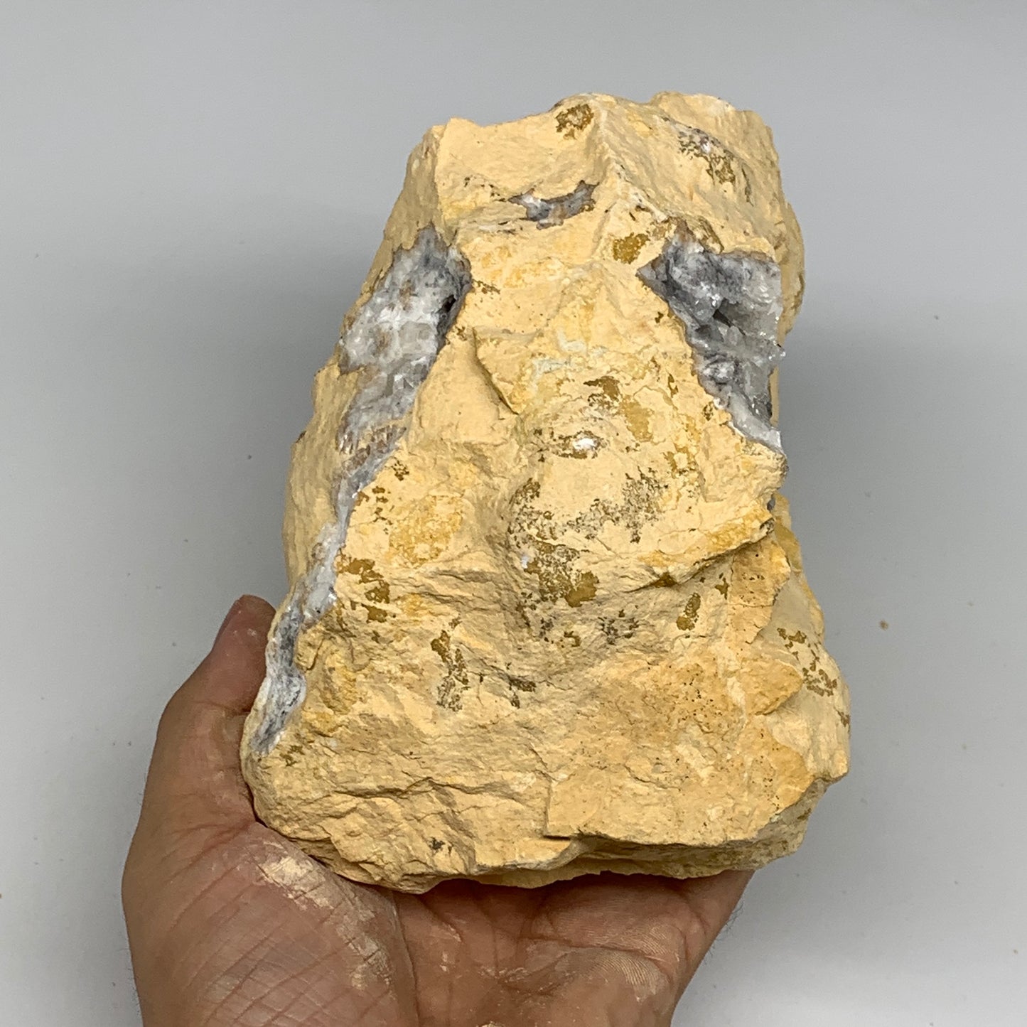 3.44 lbs, 6.6"x4.1"x3.7", Natural Calcite Geode Mineral Specimens @Morocco, B111