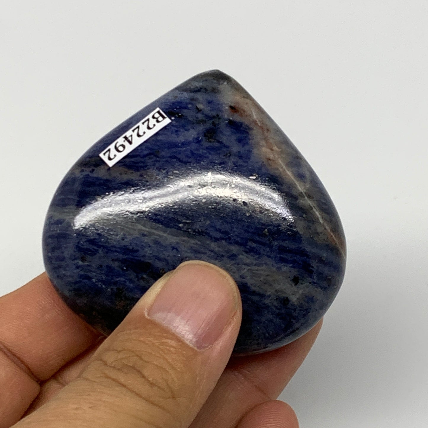 91g,2.1"x2.3"x0.8", Natural Sodalite Heart Crystal Gemstone @India, B22492