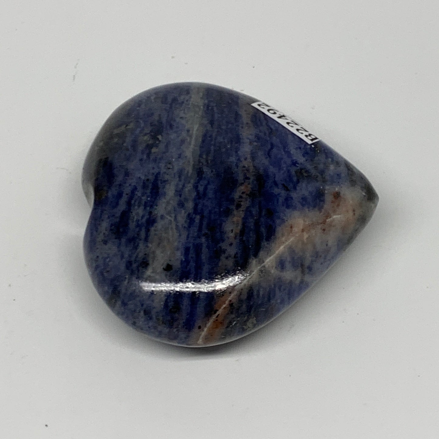 91g,2.1"x2.3"x0.8", Natural Sodalite Heart Crystal Gemstone @India, B22492